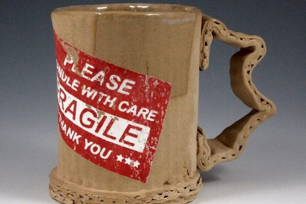 Ceramic Mugs Imitating Used Cardboard by Tim Kowalczyk